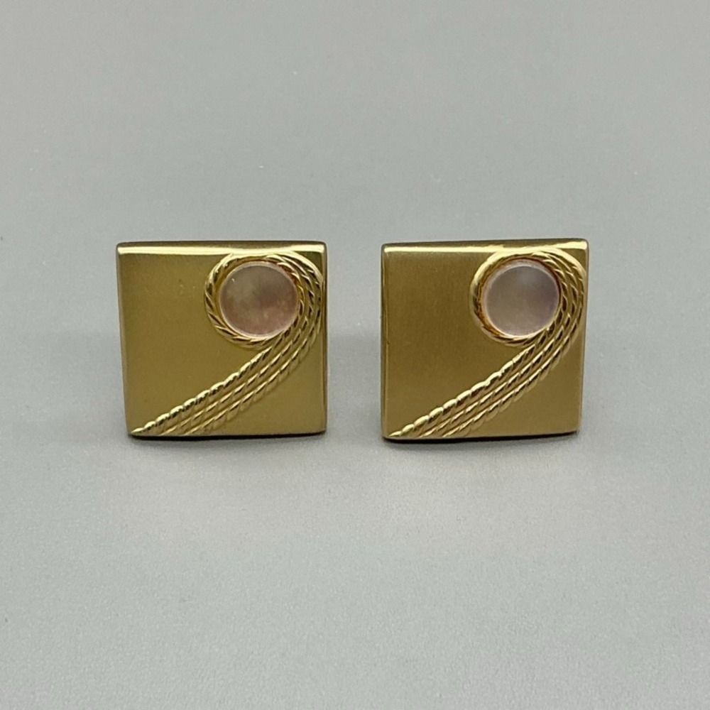 SWANK Vintage Gold Tone Square Mother of Pearl Mens Cufflinks MCM‎